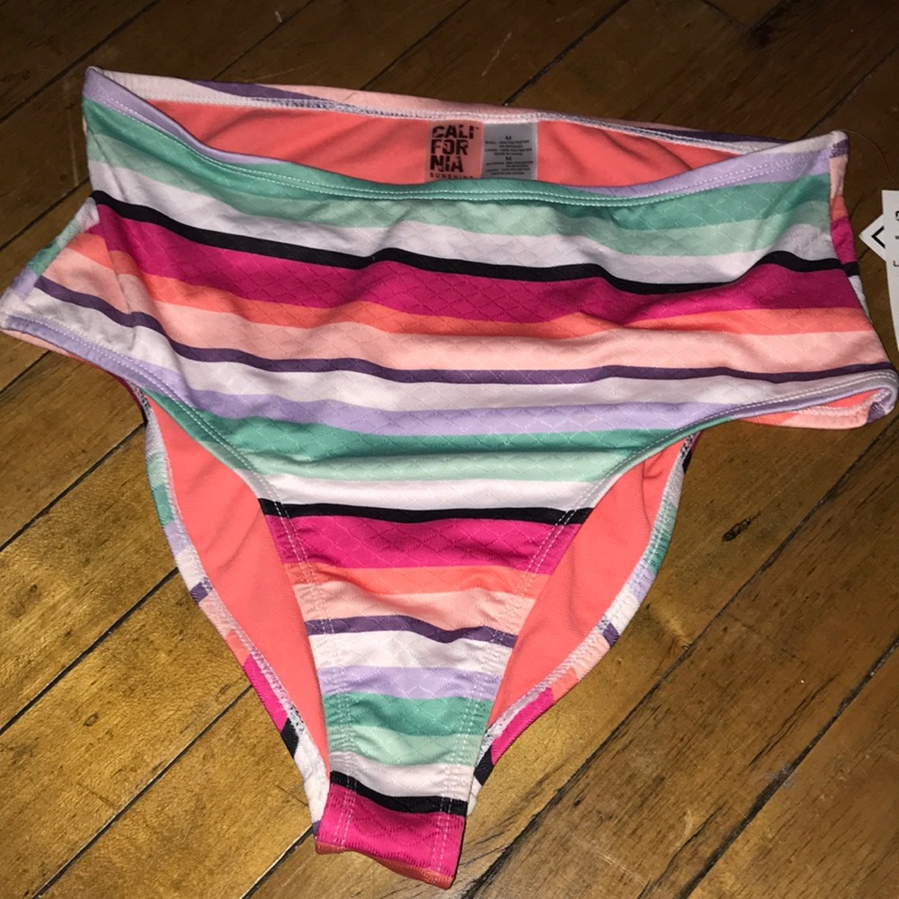 California Waves High-Waist Bikini Bottom - Multicolor Stripes